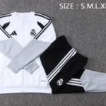 Conjunto Completo Ropa Deportiva Con Cremallera Larga Real Madrid 2026 2027 Blanco Gris Negro