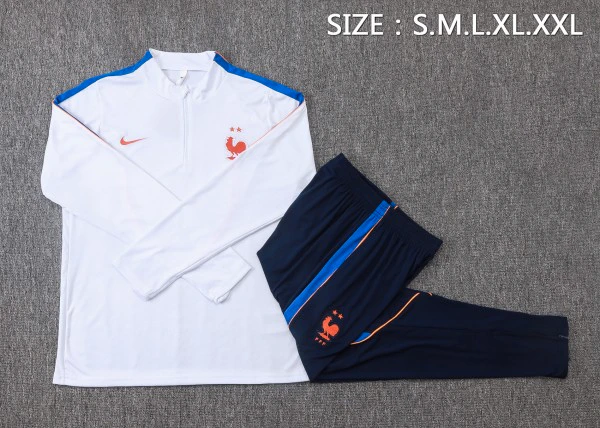 Conjunto Completo Sudadera Entrenamiento Francia 2026 Blanco Azul Marino Francia Conjunto 2026 Blanco - Francia Barata | tiendasdefutboles
