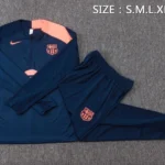 Conjunto Completo Sudadera Entrenamiento Niños Barcelona 2025 2026 Azul Marino Naranja