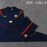 Conjunto Completo Sudadera Entrenamiento Niños Barcelona 2026 2027 Azul Marino Rojo