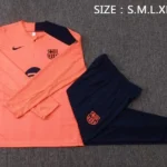 Conjunto Completo Sudadera Entrenamiento Niños Barcelona 2025 2026 Naranja Azul Marino