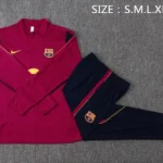 Conjunto Completo Sudadera Entrenamiento Niños Barcelona 2026 2027 Borgona Azul Marino