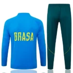 Conjunto Completo Sudadera Entrenamiento Niños Brasil 2026 Azul Verde