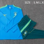 Conjunto Completo Sudadera Entrenamiento Niños Brasil 2026 Azul Verde