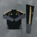 Conjunto Completo Sudadera Entrenamiento Niños Juventus 2026 2027 Negro Amarillo Gris