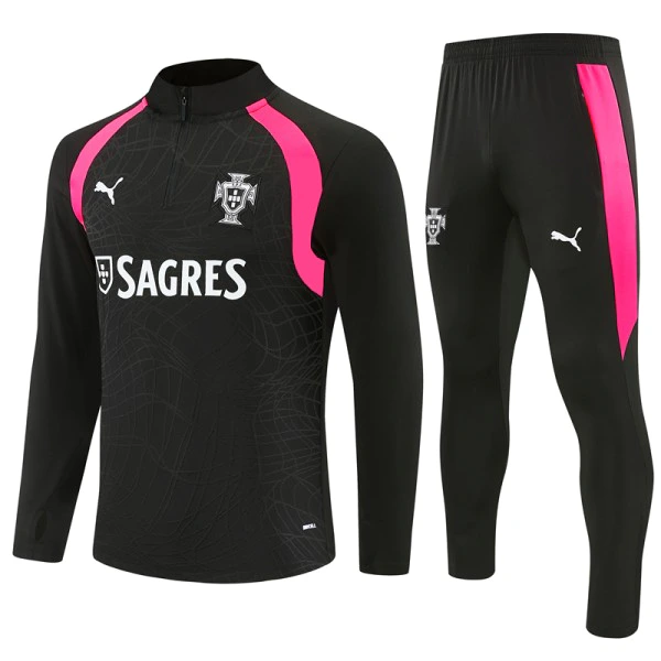 Conjunto Completo Sudadera Entrenamiento Niños Portugal 2026 Negro Rosa Portugal Niños Conjunto 2026 Negro - Portugal Niños Barata | tiendasdefutboles