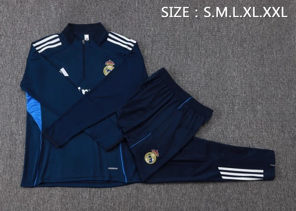 Conjunto Completo Sudadera Entrenamiento Real Madrid 2025 2026 Azul Marino Blanco Real Madrid Conjunto 2025 2026 Azul - Real Madrid Barata | tiendasdefutboles