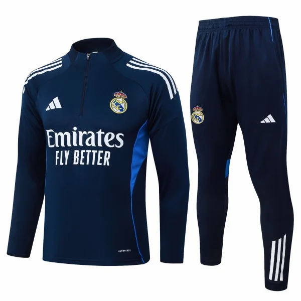 Conjunto Completo Sudadera Entrenamiento Real Madrid 2025 2026 Azul Marino Blanco Real Madrid Conjunto 2025 2026 Azul - Real Madrid Barata | tiendasdefutboles