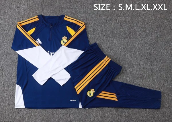 Conjunto Completo Sudadera Entrenamiento Real Madrid 2026 2027 Azul Marino Amarillo Blanco Real Madrid Conjunto 2026 2027 Azul - Real Madrid Barata | tiendasdefutboles