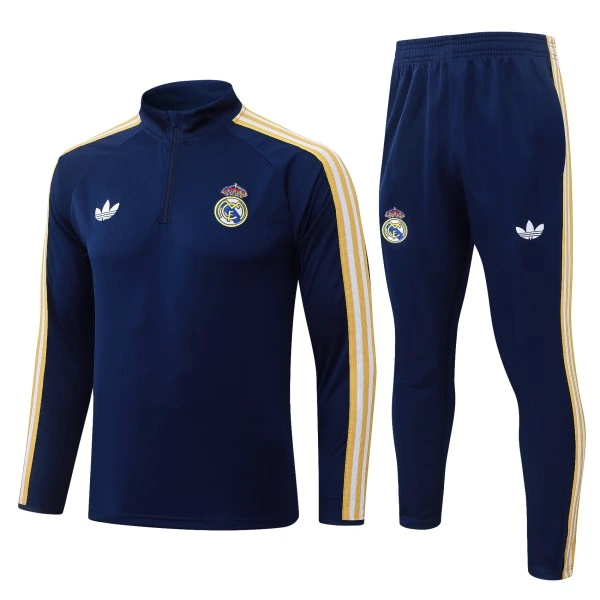 Conjunto Completo Sudadera Entrenamiento Real Madrid 2026 2027 Azul Marino Amarillo Real Madrid Conjunto 2026 2027 Azul - Real Madrid Barata | tiendasdefutboles