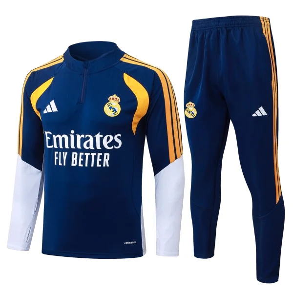 Conjunto Completo Sudadera Entrenamiento Real Madrid 2026 2027 Azul Marino Amarillo Blanco Real Madrid Conjunto 2026 2027 Azul - Real Madrid Barata | tiendasdefutboles