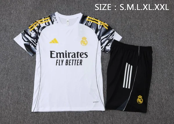 Entrenamiento Conjunto Completo Real Madrid 2025 2026 Blanco Amarillo Negro Real Madrid Conjunto 2025 2026 Blanco - Real Madrid Barata | tiendasdefutboles