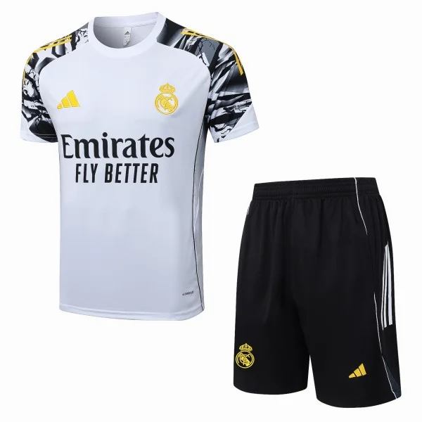 Entrenamiento Conjunto Completo Real Madrid 2025 2026 Blanco Amarillo Negro Real Madrid Conjunto 2025 2026 Blanco - Real Madrid Barata | tiendasdefutboles