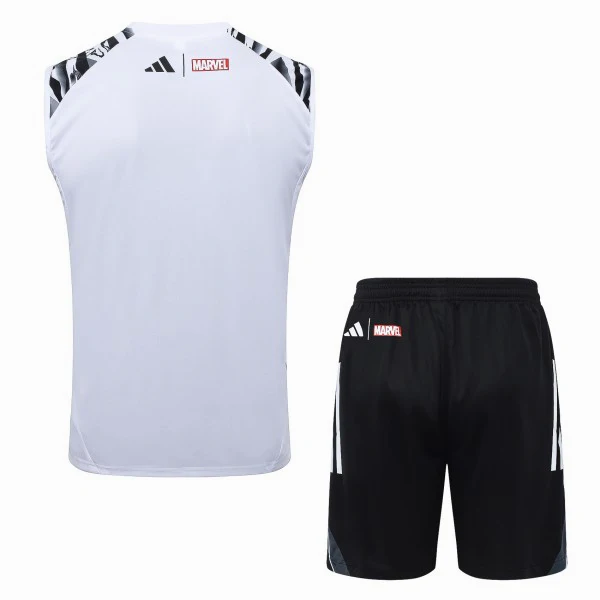 Entrenamiento Sin Mangas Conjunto Completo Real Madrid 2025 2026 Blanco Amarillo Negro Real Madrid Conjunto 2025 2026 Blanco - Real Madrid Barata | tiendasdefutboles