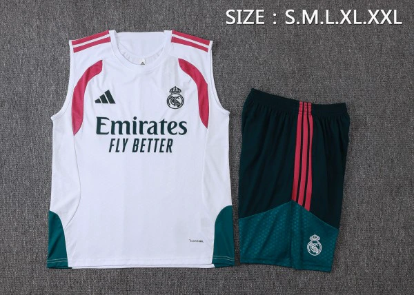 Entrenamiento Sin Mangas Conjunto Completo Real Madrid 2026 2027 Blanco Rosa Verde Real Madrid Conjunto 2026 2027 Blanco - Real Madrid Barata | tiendasdefutboles