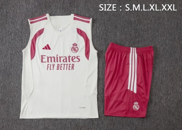 Entrenamiento Sin Mangas Conjunto Completo Real Madrid 2026 2027 Rosa Amarillo Real Madrid Conjunto 2026 2027 Rosa - Real Madrid Barata | tiendasdefutboles