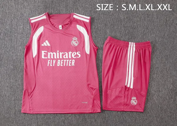 Entrenamiento Sin Mangas Conjunto Completo Real Madrid 2026 2027 Rosa Blanco Real Madrid Conjunto 2026 2027 Rosa - Real Madrid Barata | tiendasdefutboles