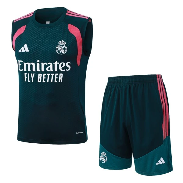 Entrenamiento Sin Mangas Conjunto Completo Real Madrid 2026 2027 Verde Blanco Rosa Real Madrid Conjunto 2026 2027 Verde - Real Madrid Barata | tiendasdefutboles