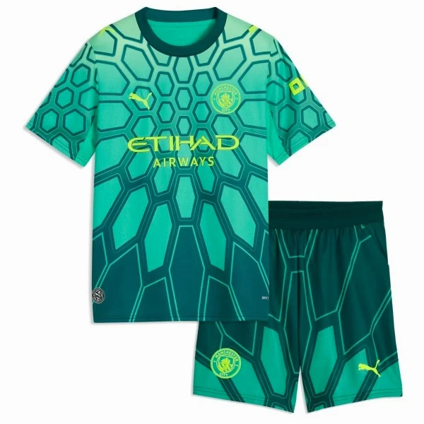 Portero Conjunto De Niños Manchester City 2026 2027 Verde Manchester City Niños Conjunto 2026 2027 Portero Verde - Equipacion Manchester City Niños | tiendasdefutboles