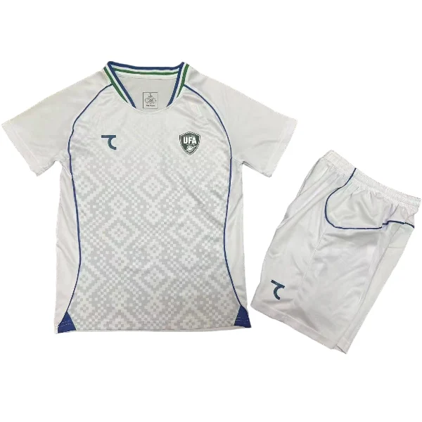 Segunda Conjunto De Niños Uzbekistán 2026 Blanco Uzbekistán Niños Conjunto 2026 Segunda Blanco - Uzbekistán Niños Barata | tiendasdefutboles