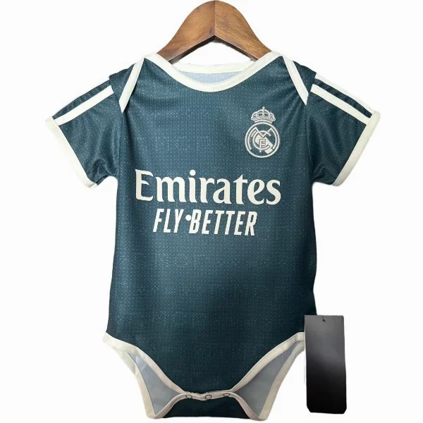 Segunda Onesies Niños Real Madrid 2026 2027 Verde Real Madrid Niños Camiseta 2026 2027 Segunda Verde - Camiseta Real Madrid Niños | tiendasdefutboles