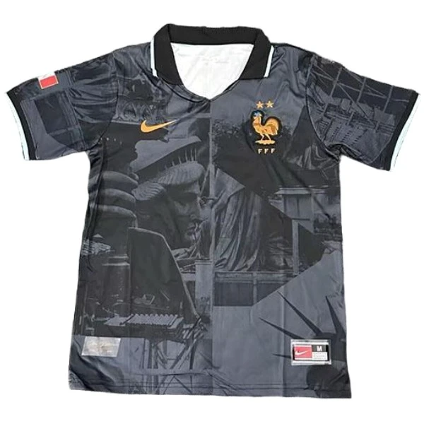 Tailandia Previo al partido Camiseta Francia 2026 Negro Gris Francia Camiseta 2026 Negra - Camiseta Francia Mundial 2026 | tiendasdefutboles