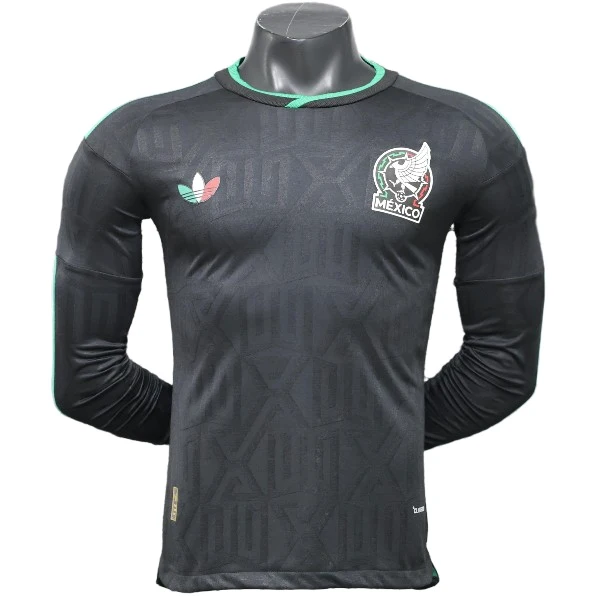 Tercera Jugadores Manga Larga Mexico 2026 Negro México Camiseta Edición Jugadores 2026 Tercera Negra - Camiseta Selección México | tiendasdefutboles